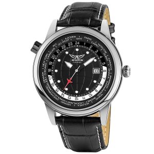 Aviator heren horloge – 3ATM – leren armband – diverse functionaliteit – AVW6975G354