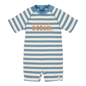 Zwempak korte mouwen Ocean Blue Stripes
